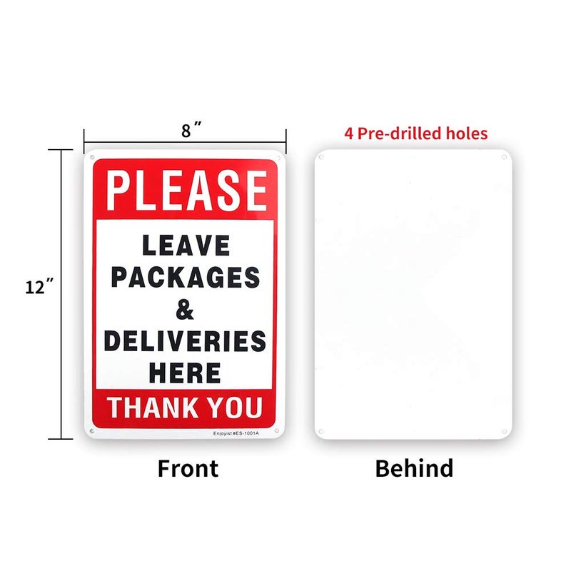 Enjoyist Please Leave Deliveries and Packages Here Sign 12"x 8" .04" Rust Free Aluminum - UV Protected and Weatherproof - Image 2